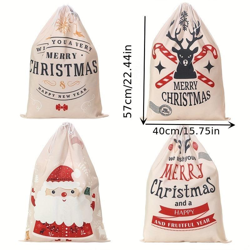 Canvas Christmas Bag Santa Claus Backpack Printing Receiving Gift Bag