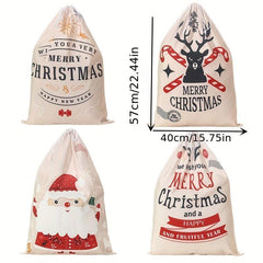 Canvas Christmas Bag Santa Claus Backpack Printing Receiving Gift Bag