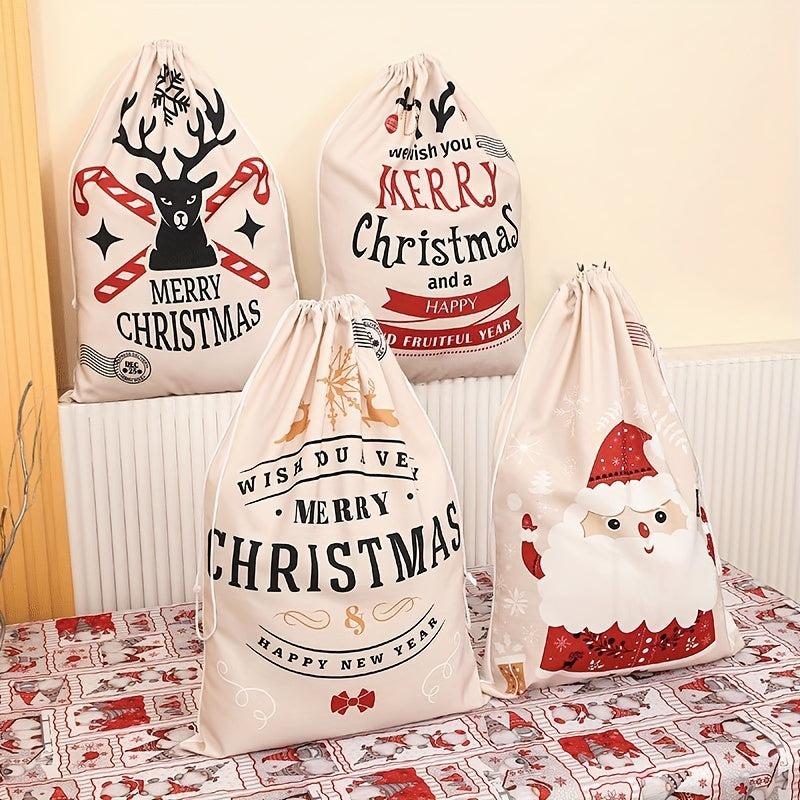 Canvas Christmas Bag Santa Claus Backpack Printing Receiving Gift Bag