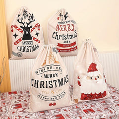 Canvas Christmas Bag Santa Claus Backpack Printing Receiving Gift Bag