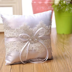 Double Heart Lace Ring Pillow for Wedding Bridal Decor