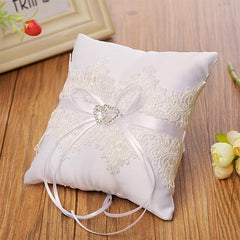 Double Heart Lace Ring Pillow for Wedding Bridal Decor