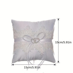 Double Heart Lace Ring Pillow for Wedding Bridal Decor