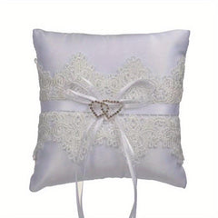 Double Heart Lace Ring Pillow for Wedding Bridal Decor