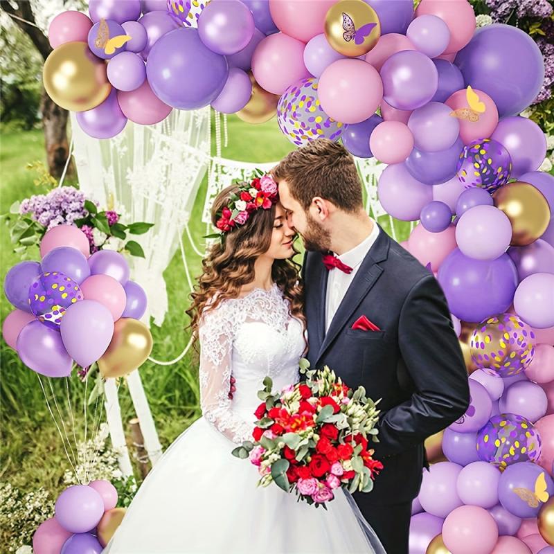 120pcs Butterfly Birthday Balloon Garland Kit Purple Pink Decor Stickers