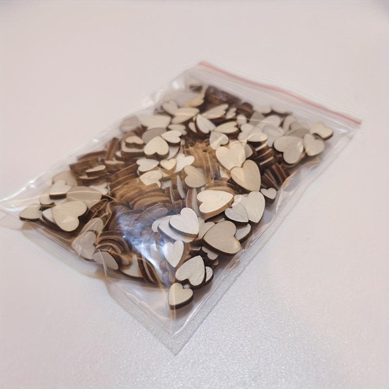250pcs Wooden Natural Love Hearts Cutouts Wedding DIY Crafts Mixed Sizes