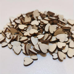 250pcs Wooden Natural Love Hearts Cutouts Wedding DIY Crafts Mixed Sizes