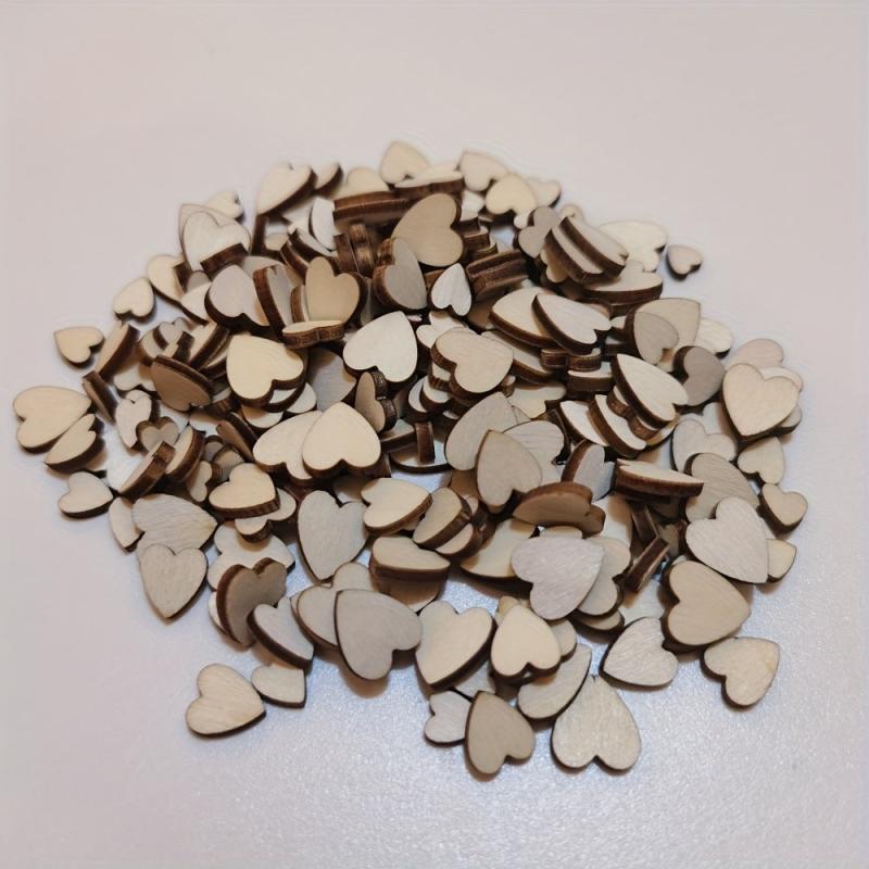 250pcs Wooden Natural Love Hearts Cutouts Wedding DIY Crafts Mixed Sizes
