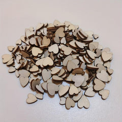 250pcs Wooden Natural Love Hearts Cutouts Wedding DIY Crafts Mixed Sizes