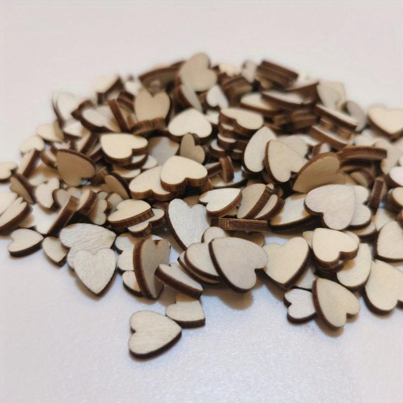 250pcs Wooden Natural Love Hearts Cutouts Wedding DIY Crafts Mixed Sizes