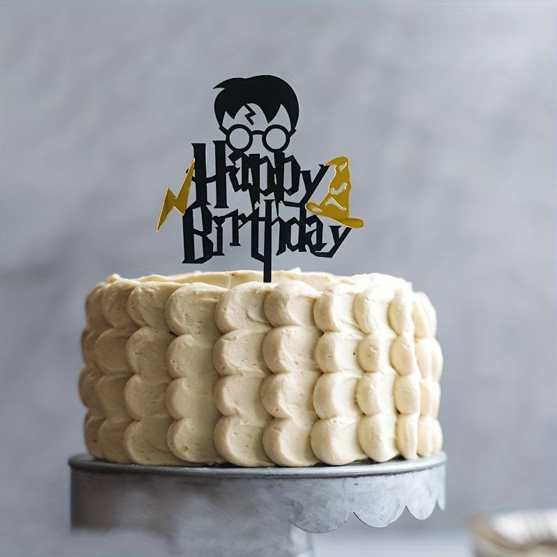 Glitter Happy Birthday Cake Topper - Festive Party Decor