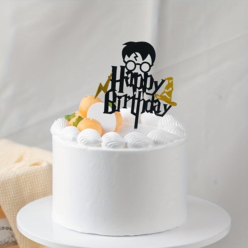 Glitter Happy Birthday Cake Topper - Festive Party Decor