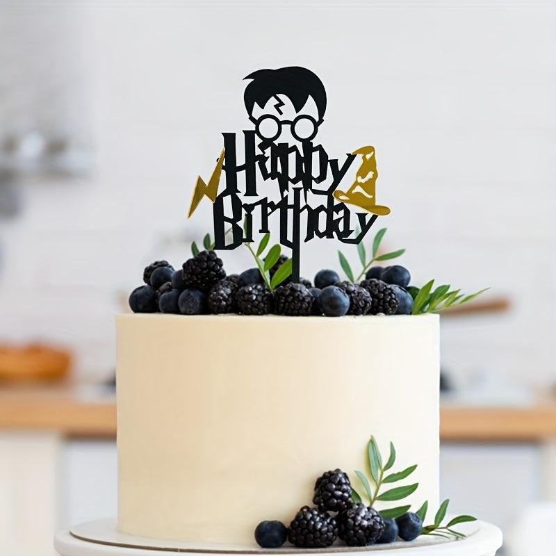 Glitter Happy Birthday Cake Topper - Festive Party Decor