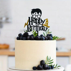 Glitter Happy Birthday Cake Topper - Festive Party Decor