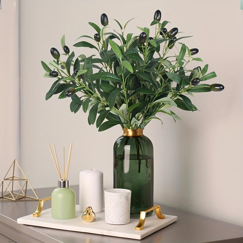 2pcs Artificial Olive Leaf Tree Branch for Home Garden Wedding Decoration