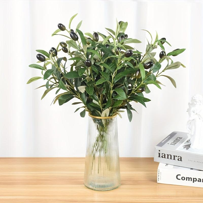 2pcs Artificial Olive Leaf Tree Branch for Home Garden Wedding Decoration