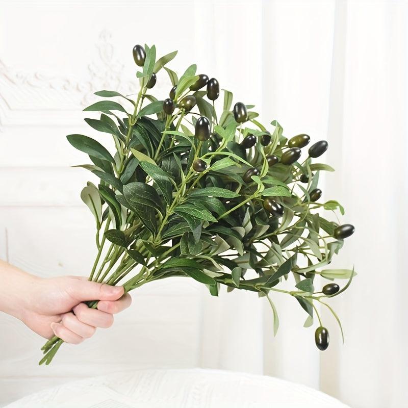2pcs Artificial Olive Leaf Tree Branch for Home Garden Wedding Decoration