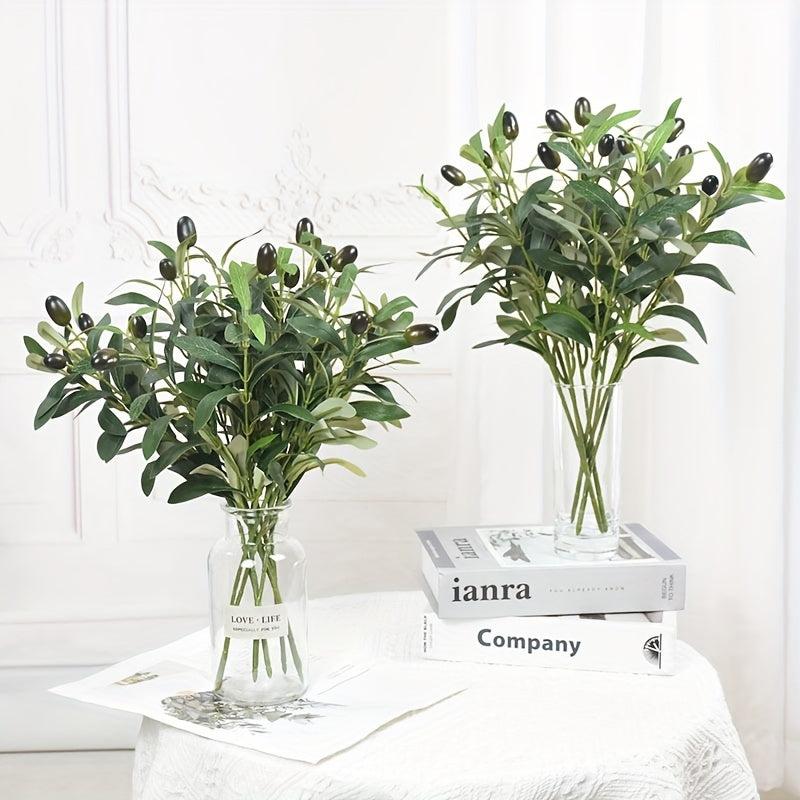 2pcs Artificial Olive Leaf Tree Branch for Home Garden Wedding Decoration