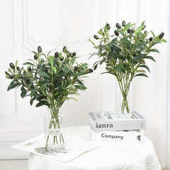 2pcs Artificial Olive Leaf Tree Branch for Home Garden Wedding Decoration
