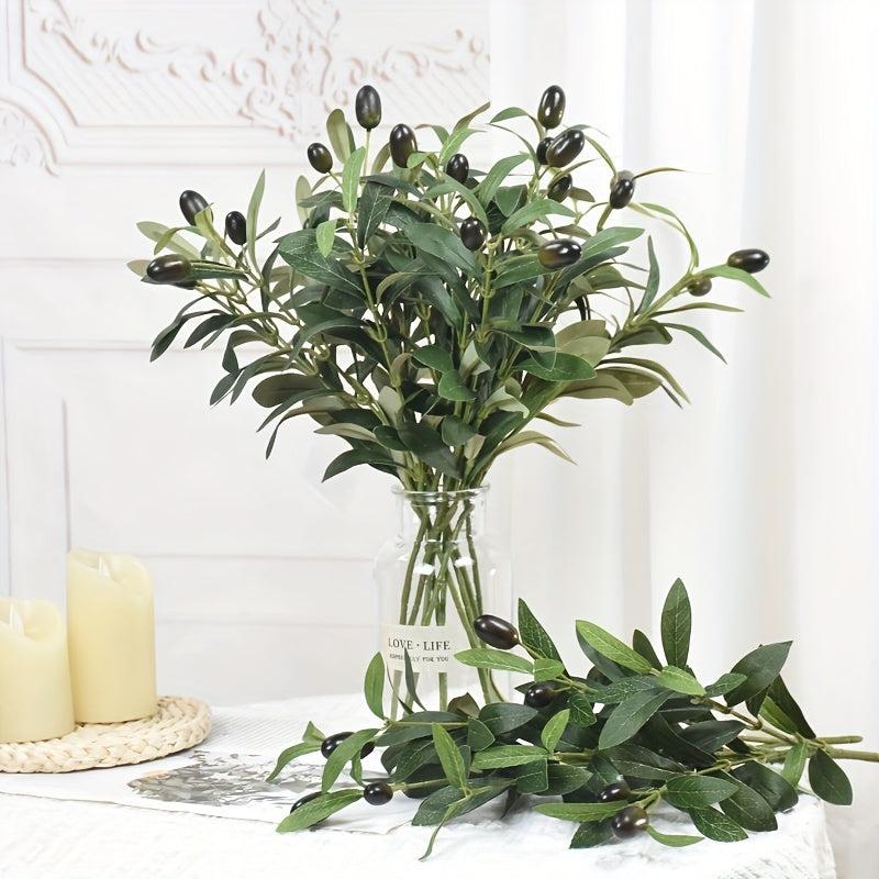 2pcs Artificial Olive Leaf Tree Branch for Home Garden Wedding Decoration