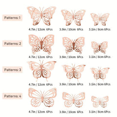 72pcs 3D Butterfly Wall Decor Stickers Silvery Butterfly Party Decorations