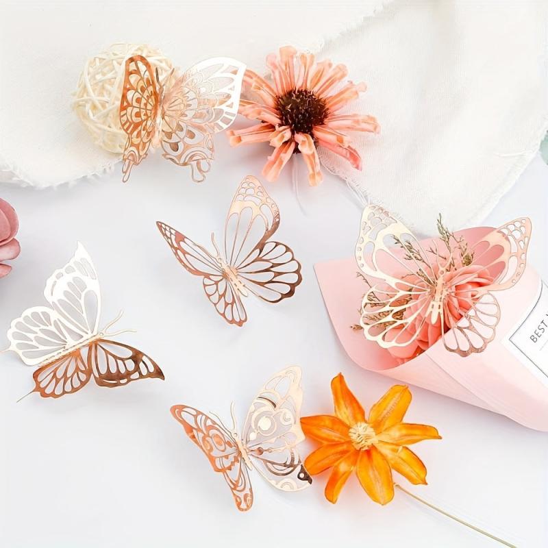 72pcs 3D Butterfly Wall Decor Stickers Silvery Butterfly Party Decorations