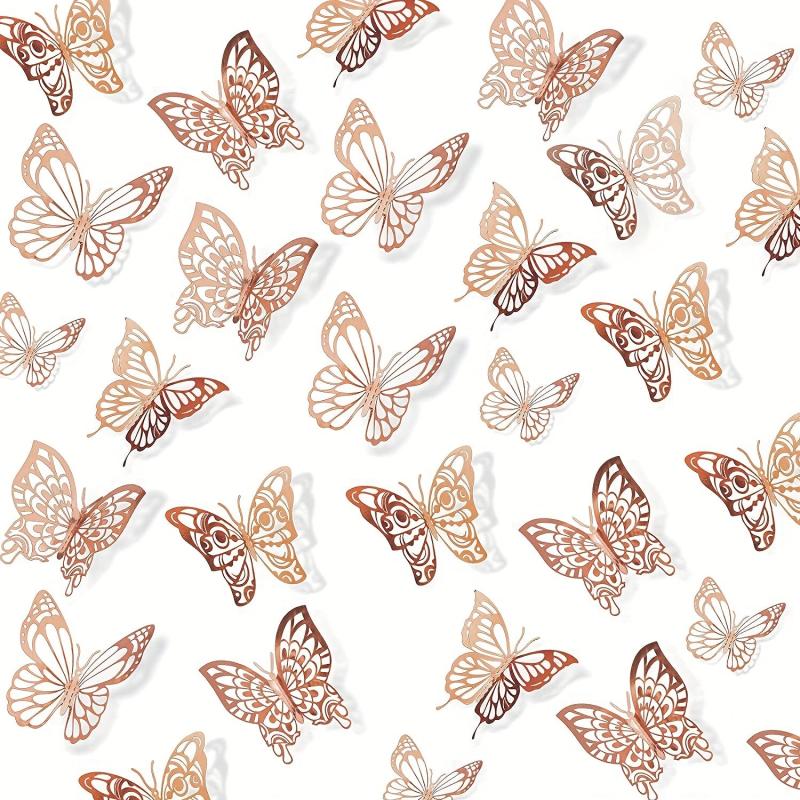 72pcs 3D Butterfly Wall Decor Stickers Silvery Butterfly Party Decorations