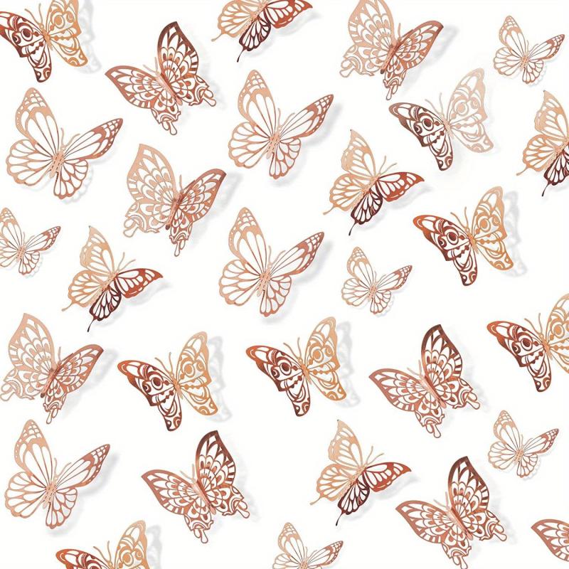 72pcs 3D Butterfly Wall Decor Stickers Silvery Butterfly Party Decorations