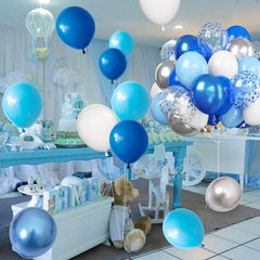 50pc Metallic Silver Confetti Balloons Set for Birthdays Weddings