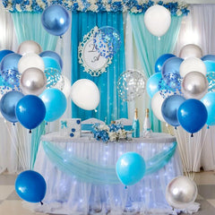 50pc Metallic Silver Confetti Balloons Set for Birthdays Weddings