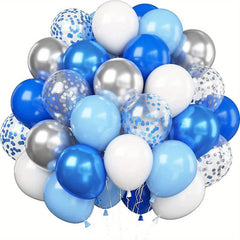 50pc Metallic Silver Confetti Balloons Set for Birthdays Weddings