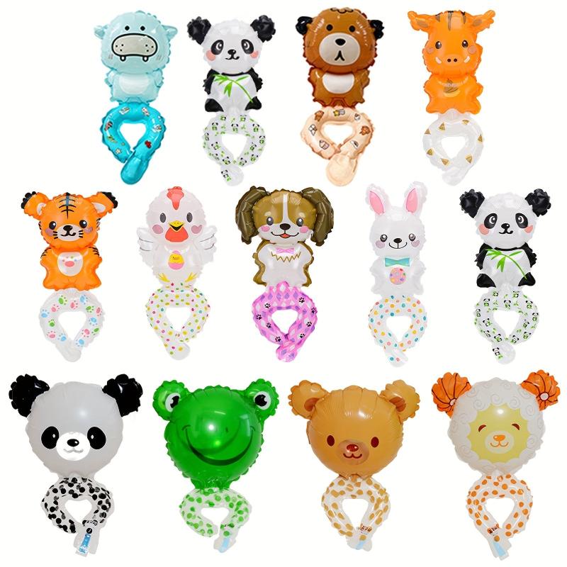 10pc Safari Balloon Animal Zoo Wrist Bracelets for Birthday Party Assorted Style