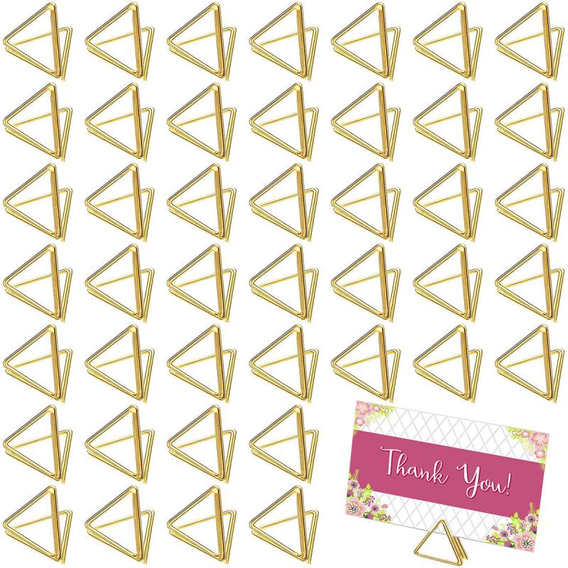100pcs Triangle Shape Place Card Holder Clip Mini Metal Table Number Holder