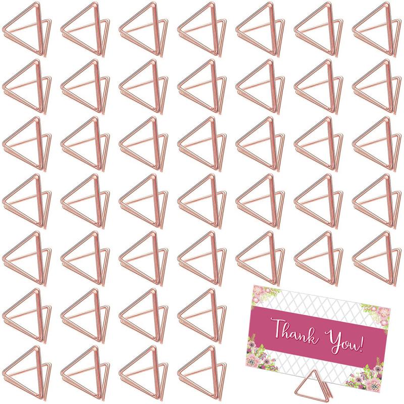 100pcs Triangle Shape Place Card Holder Clip Mini Metal Table Number Holder