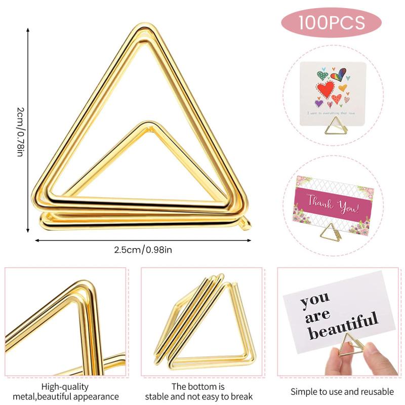 100pcs Triangle Shape Place Card Holder Clip Mini Metal Table Number Holder