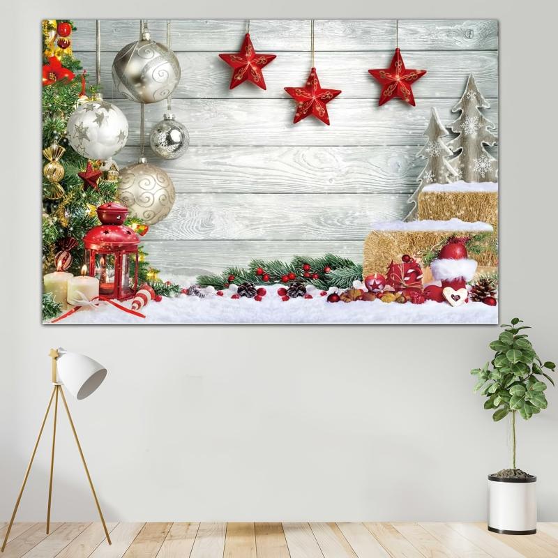 Christmas Wood Floor Banner Winter Snow Background