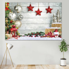 Christmas Wood Floor Banner Winter Snow Background