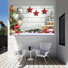Christmas Wood Floor Banner Winter Snow Background
