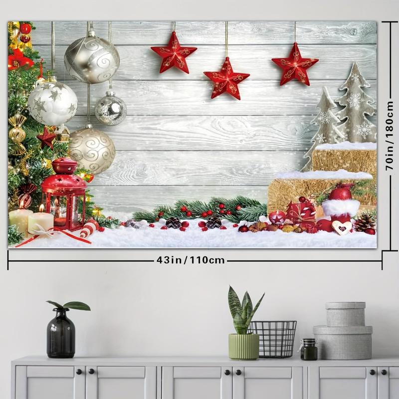 Christmas Wood Floor Banner Winter Snow Background