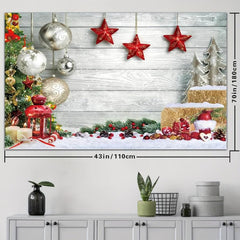 Christmas Wood Floor Banner Winter Snow Background