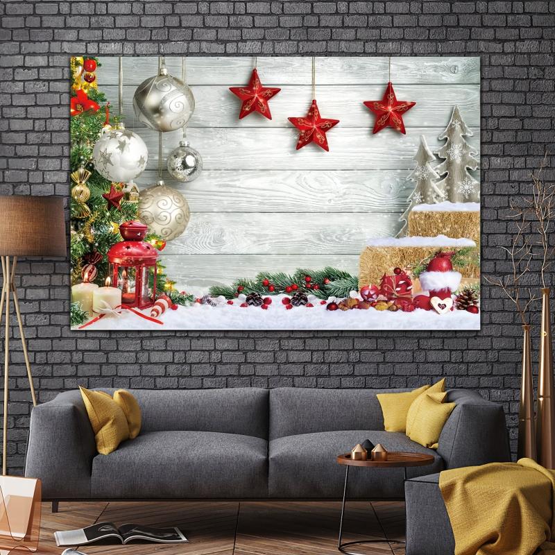 Christmas Wood Floor Banner Winter Snow Background