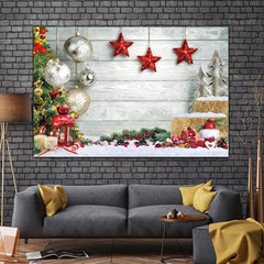 Christmas Wood Floor Banner Winter Snow Background