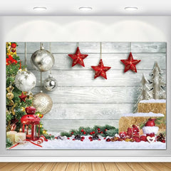 Christmas Wood Floor Banner Winter Snow Background