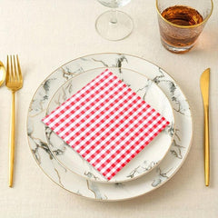 20pcs Disposable Red & Gingham Paper Napkin Dinnerware Supplies for Parties