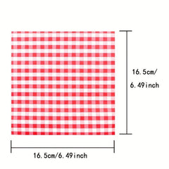 20pcs Disposable Red & Gingham Paper Napkin Dinnerware Supplies for Parties