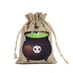 Halloween Linen Bundle Candy Cookie Storage Bag Drawstring Gift Decoration
