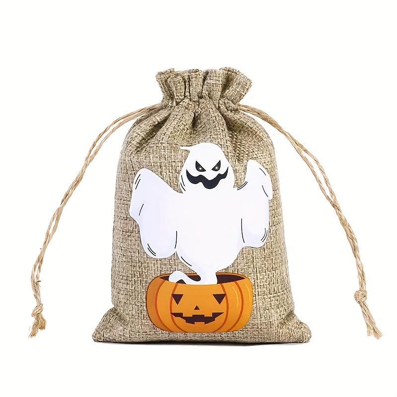 Halloween Linen Bundle Candy Cookie Storage Bag Drawstring Gift Decoration