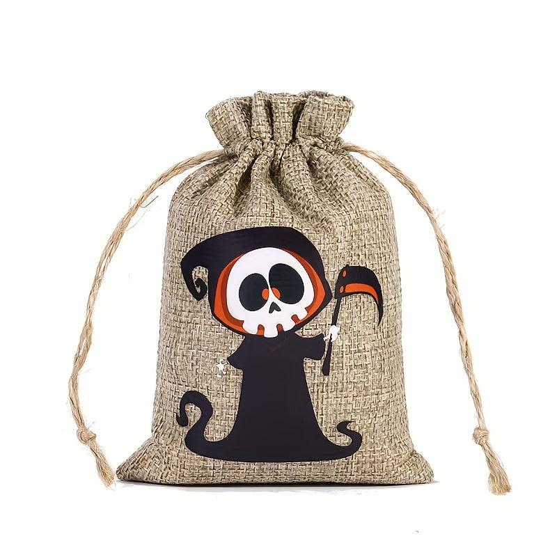 Halloween Linen Bundle Candy Cookie Storage Bag Drawstring Gift Decoration