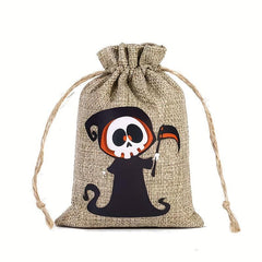 Halloween Linen Bundle Candy Cookie Storage Bag Drawstring Gift Decoration