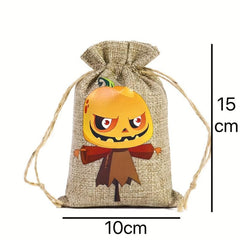 Halloween Linen Bundle Candy Cookie Storage Bag Drawstring Gift Decoration